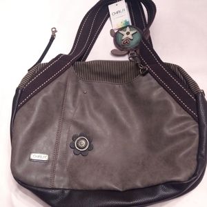 Chala Bowling Tote Bag Stone Gray w/ Turtle Coin Purse